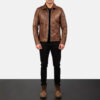 Lavendard Brown Leather Biker Jacket