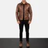 Lavendard Brown Leather Biker Jacket