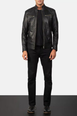 Men's Mack Black Leather Biker Jacket