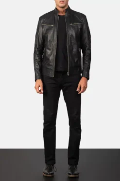 Men's Mack Black Leather Biker Jacket