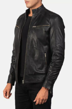 Men's Mack Black Leather Biker Jacket