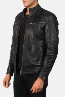 Men's Mack Black Leather Biker Jacket