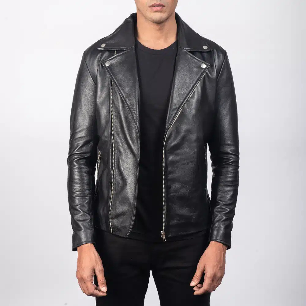Men's Noah Black Leather Biker Jacket