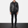 Men's Raiden Black Leather Biker Jacket