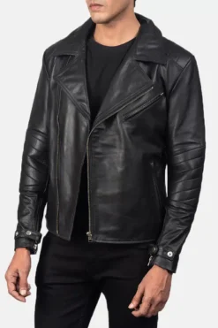 Men's Raiden Black Leather Biker Jacket