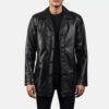 Men's Urban Slate Black Leather Coat 0008