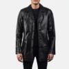 Men's Urban Slate Black Leather Coat 0008