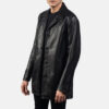 Men's Urban Slate Black Leather Coat 0008