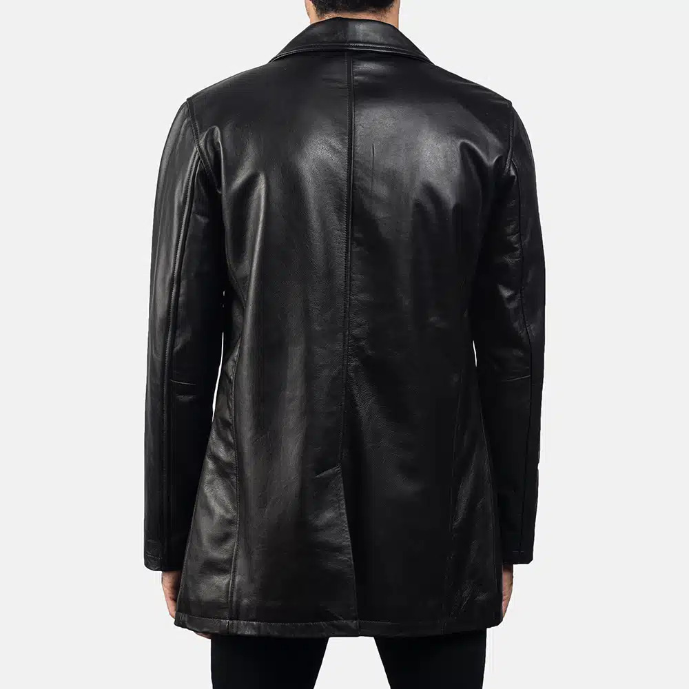 Men's Urban Slate Black Leather Coat 0008