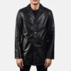 Men's Urban Slate Black Leather Coat 0008
