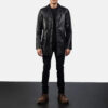 Men's Urban Slate Black Leather Coat 0008