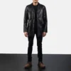 Men's Urban Slate Black Leather Coat 0008