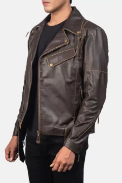 Men's Vincent Brown Leather Biker Jacket