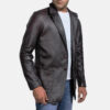 Men's Wine Black Leather Blazer