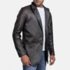 Men's Wine Black Leather Blazer
