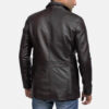 Men's Wine Black Leather Blazer