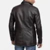 Men's Wine Black Leather Blazer