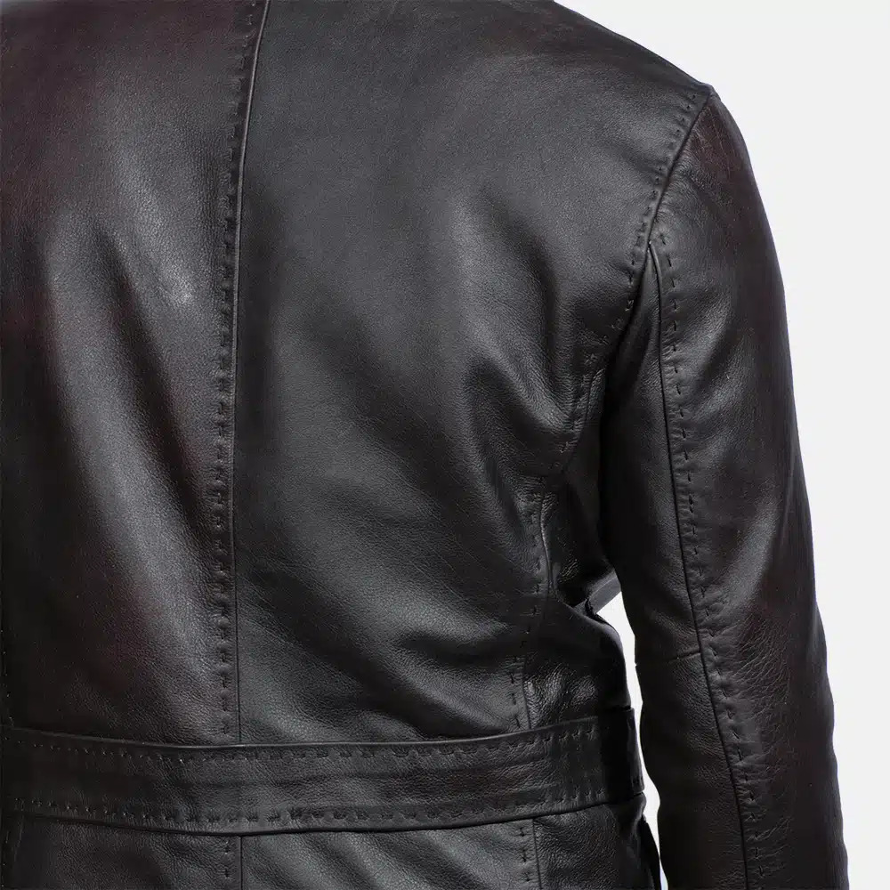 Men's Wine Black Leather Blazer