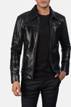 Men's Mystical Black Leather Jacket 0005