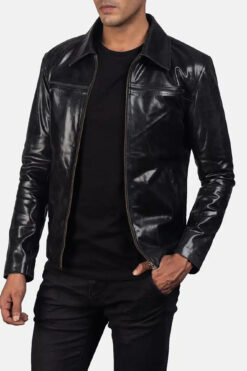 Men's Mystical Black Leather Jacket 0005