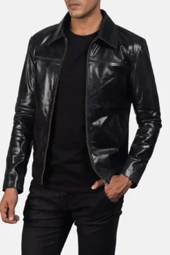 Men's Mystical Black Leather Jacket 0005