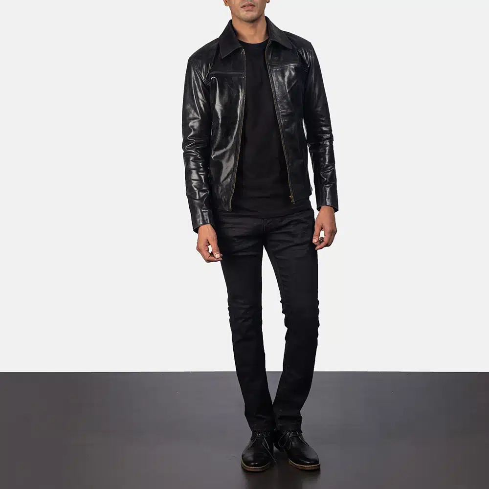 Men's Mystical Black Leather Jacket 0005