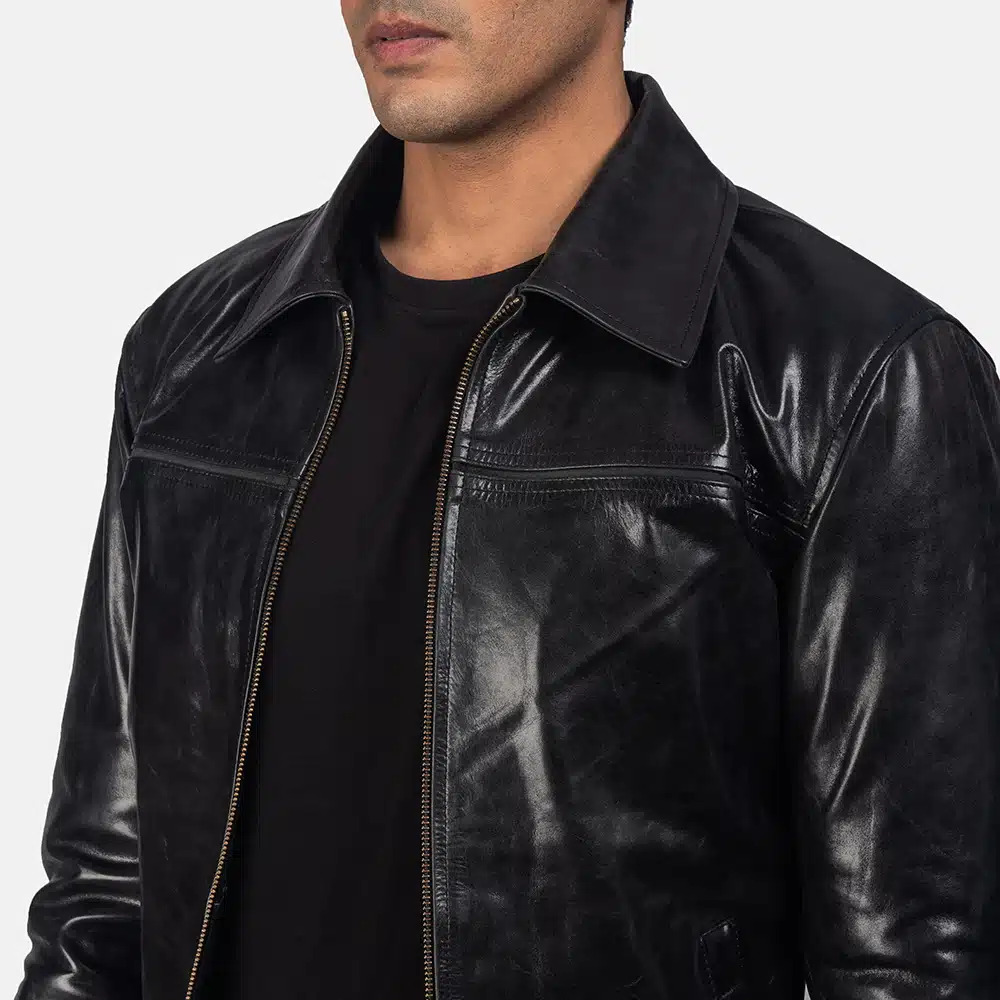 Men's Mystical Black Leather Jacket 0005