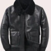 Mens Black Aviator Shearling Bomber Jacket