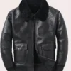 Mens Black Aviator Shearling Bomber Jacket