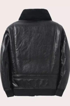 Mens Black Aviator Shearling Bomber Jacket