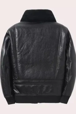 Mens Black Aviator Shearling Bomber Jacket