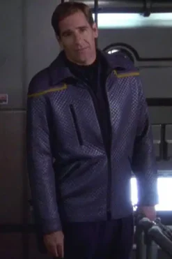 Star Trek Enterprise Away Team Gray Quilted Leather Jacket