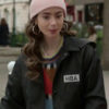 Lily Collins Emily In Paris HBA Logo Black Jacket