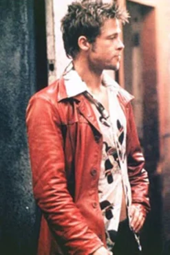 Brad Pitt Fight Club Red Leather Jacket