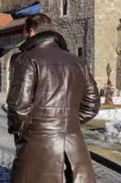 Top G Tristan Tate Brown Fur Collar Leather Coat