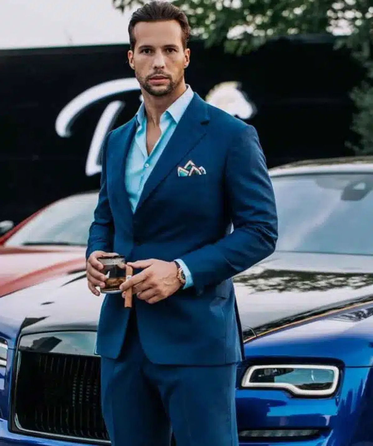Top G Tristan Tate Navy Blue Suit for Men