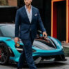 Top G Tristan Tate Navy Blue Suit for Men