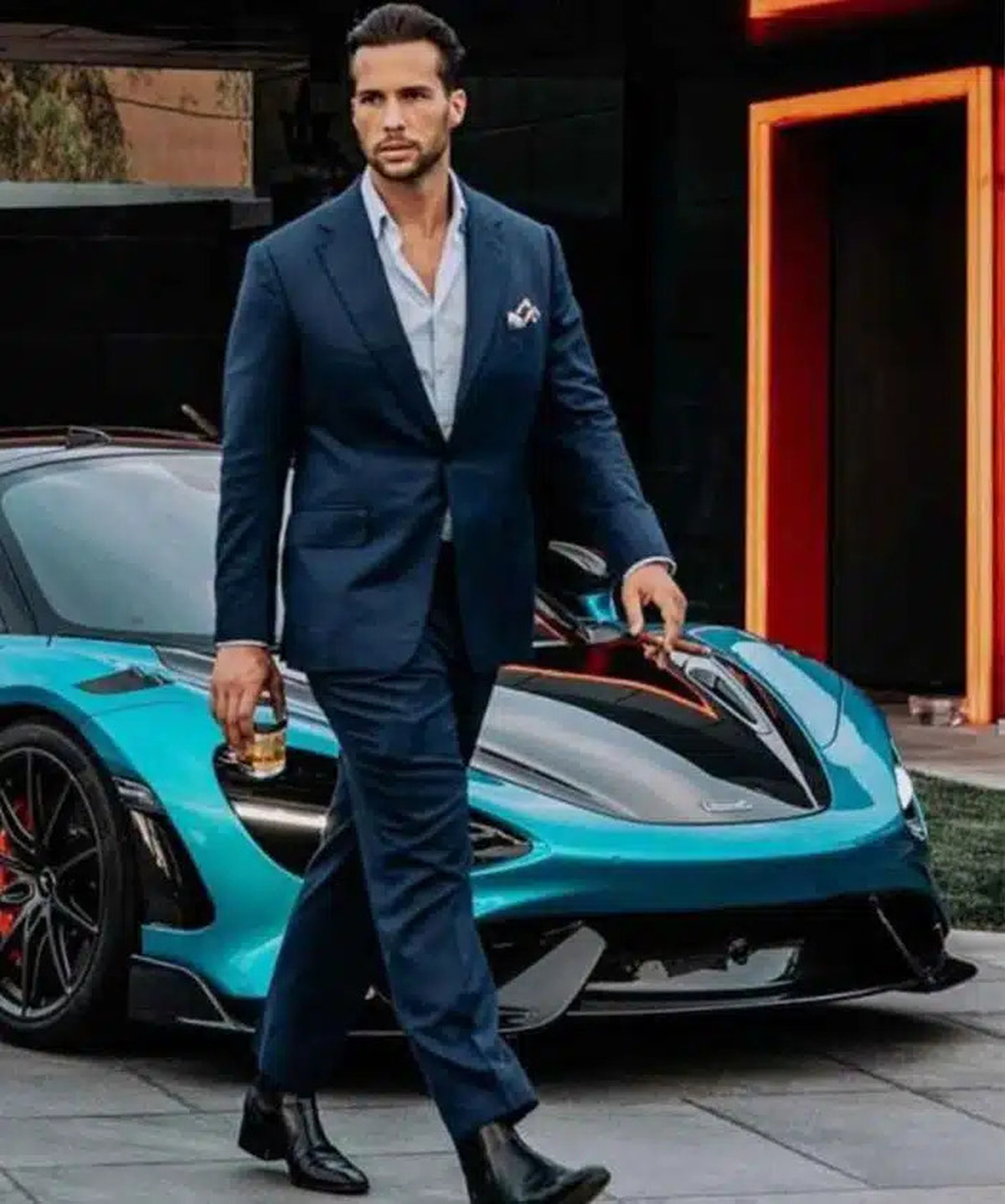 Top G Tristan Tate Navy Blue Suit for Men