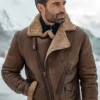 Jones B-3 Aviator Shearling Distressed Brown Leather Jacket