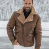 Jones B-3 Aviator Shearling Distressed Brown Leather Jacket