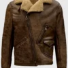 Jones B-3 Aviator Shearling Distressed Brown Leather Jacket