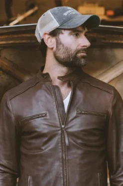 Thompson Leather Moto Jacket brown