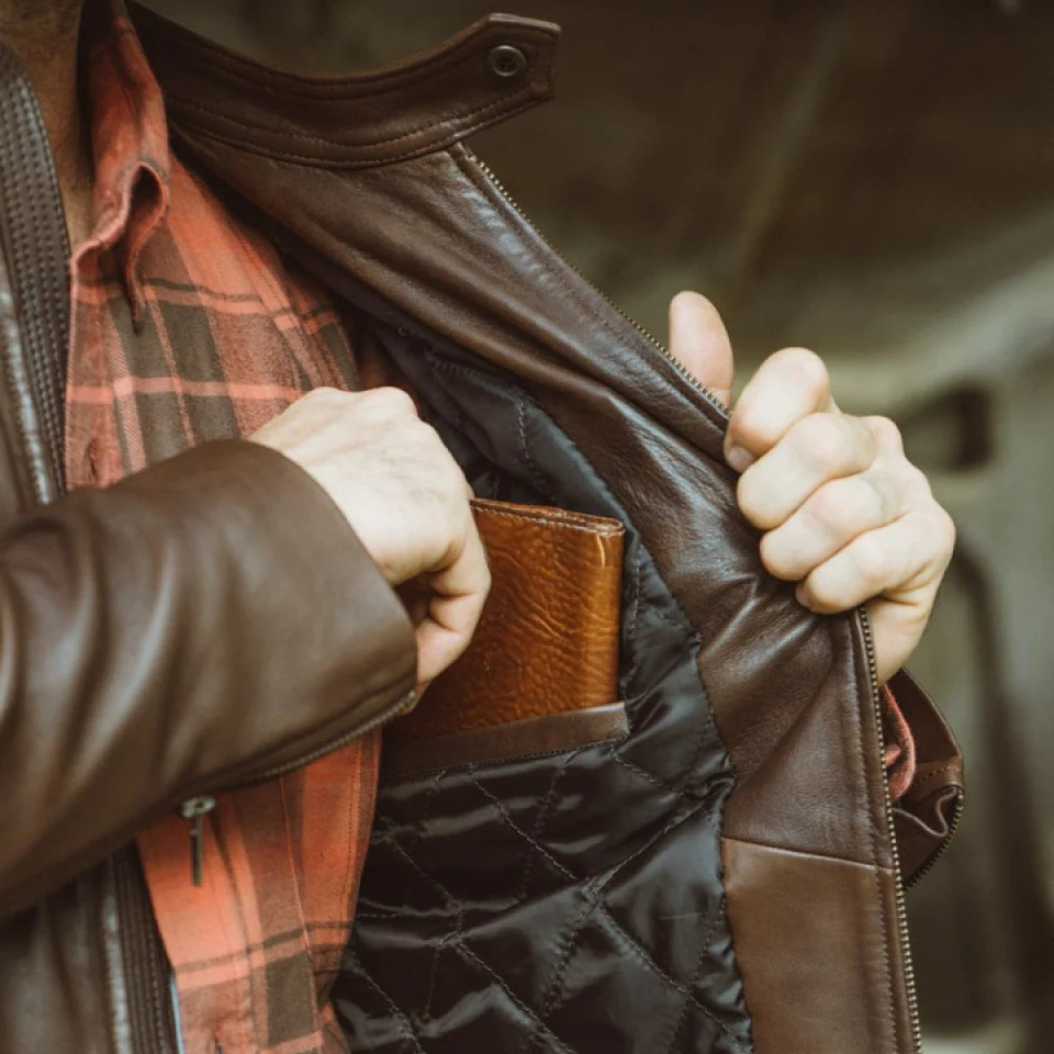 Thompson Leather Moto Jacket brown