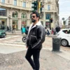 Burak Ozcivit Shearling Black Leather Jacket