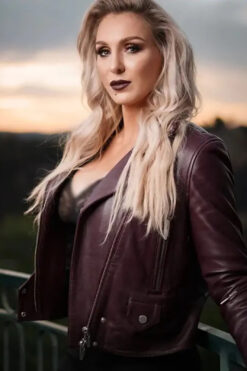 Charlotte Flair WWE Brown Leather Jacket
