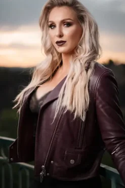 Charlotte Flair WWE Brown Leather Jacket