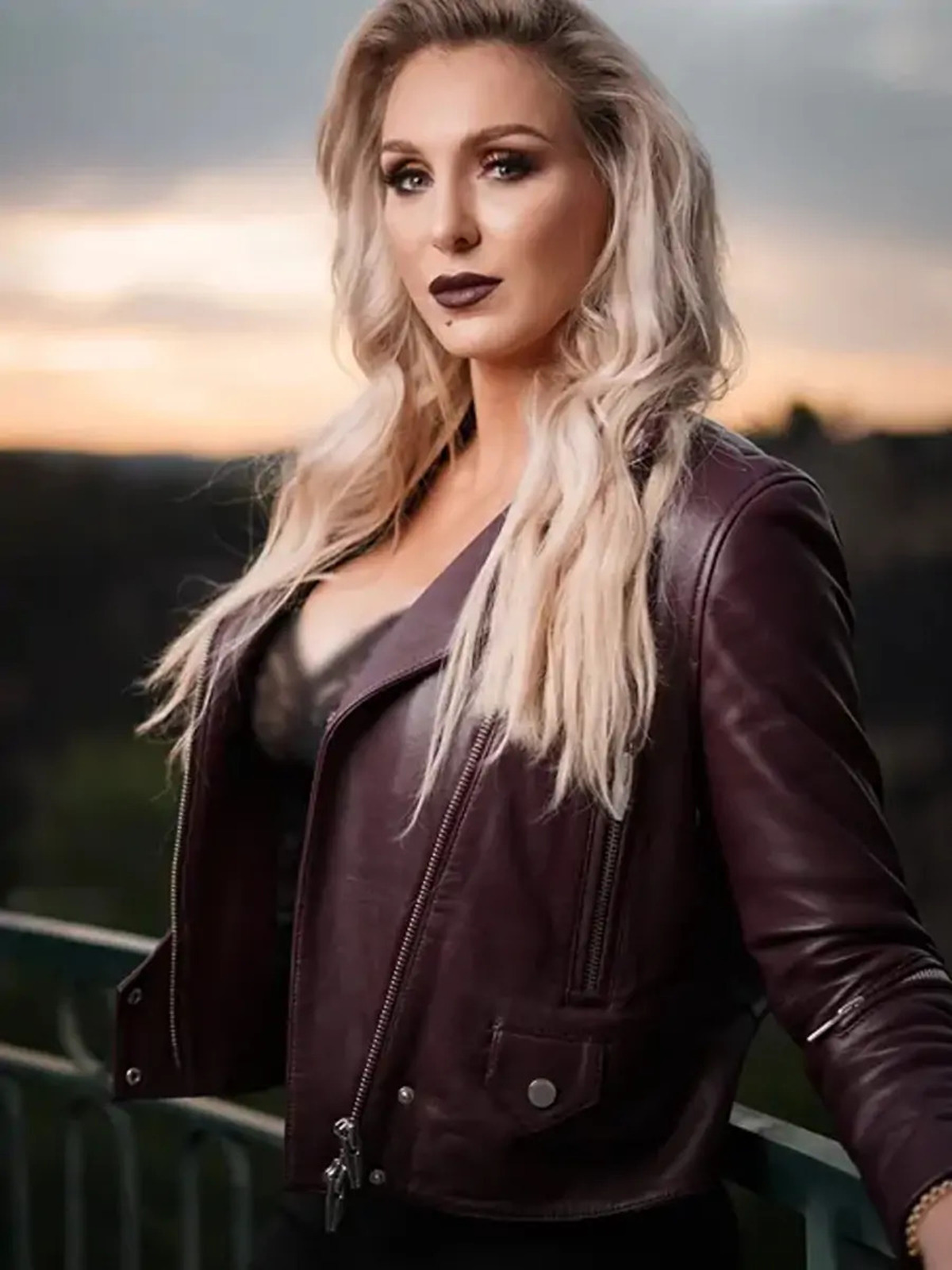 Charlotte Flair WWE Brown Leather Jacket