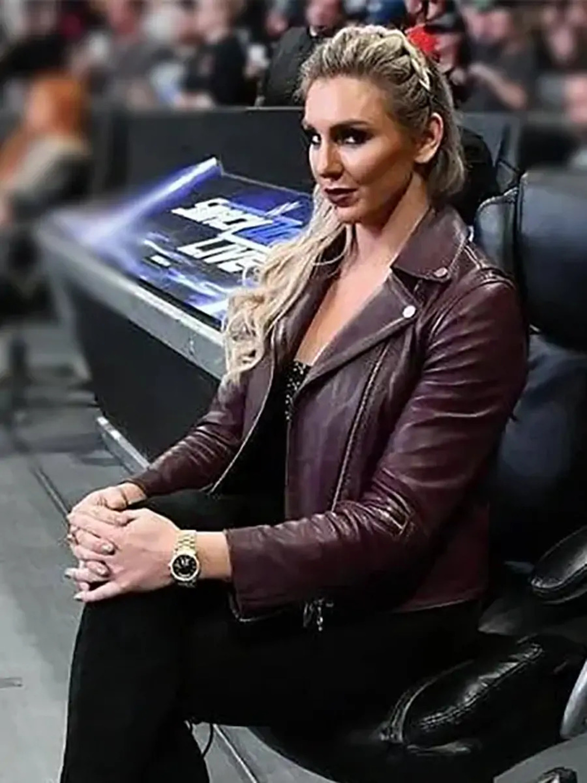 Charlotte Flair WWE Brown Leather Jacket