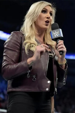 Charlotte Flair WWE Brown Leather Jacket