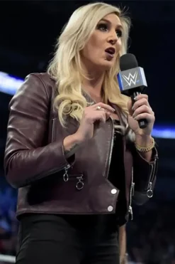 Charlotte Flair WWE Brown Leather Jacket